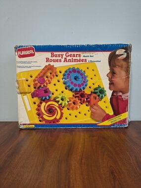 VINTAGE 1990 Playskool Busy Gears Basic Set 100% COMPLETE Cause Effect Toy